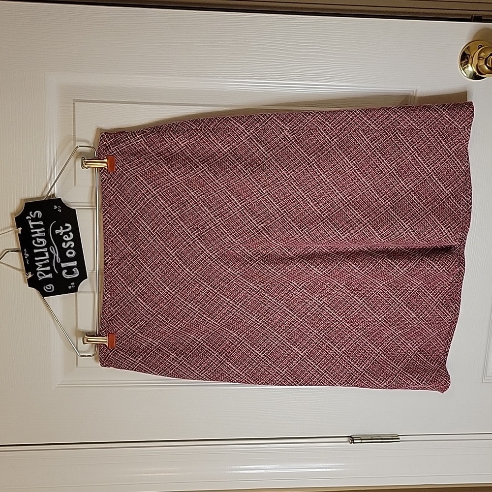 Ann Taylor Loft Skirt 10 Pink Black Weave Check
